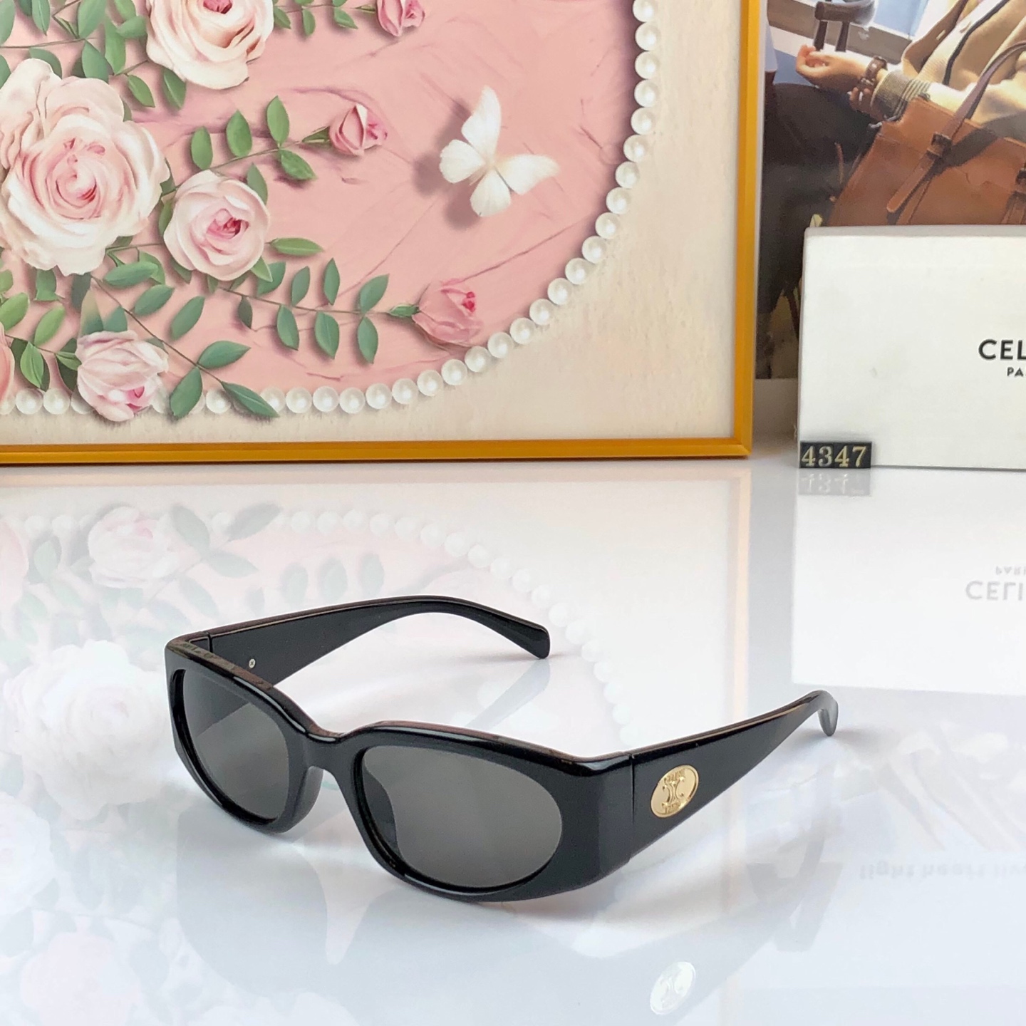 Celin*韩版复古方形墨镜女夏季旅行遮阳网红甜辣显脸小高级感太阳镜