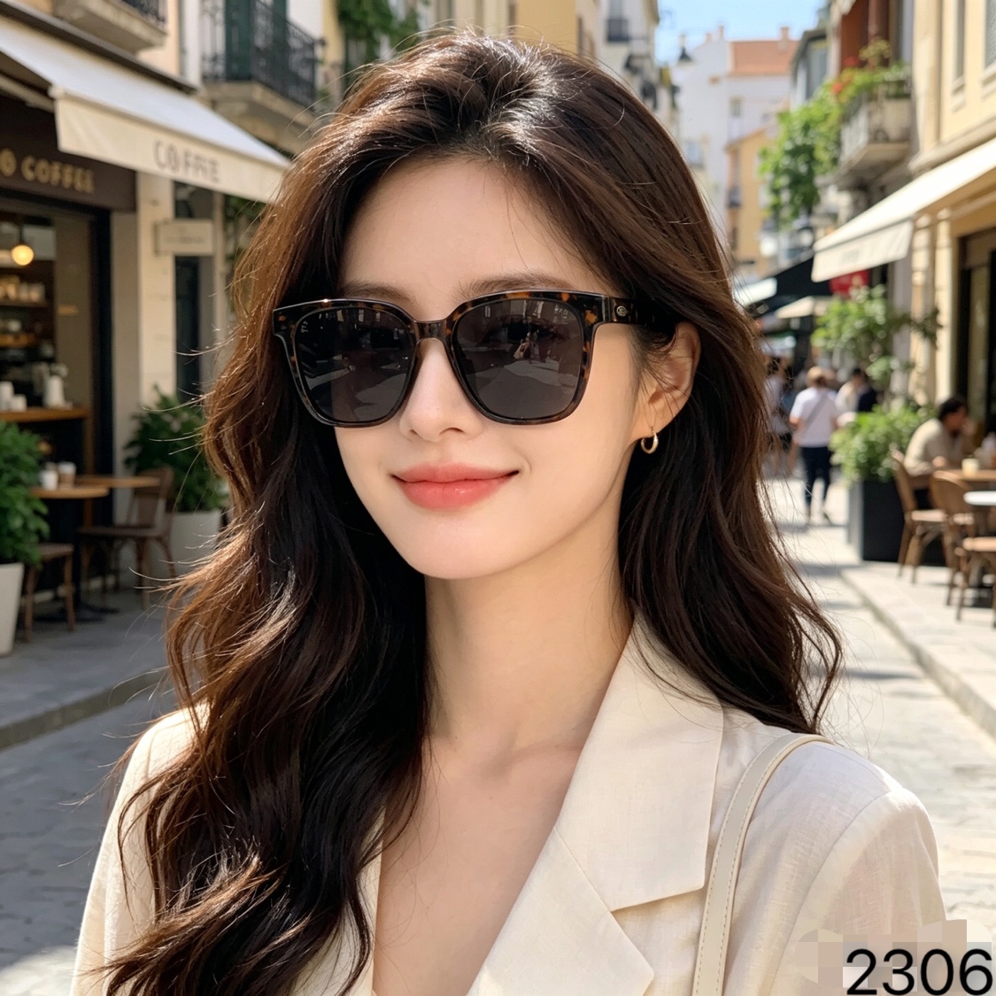 Chane*韩版复古方形大框夏季墨镜女潮海边度假防紫外线高级感太阳镜男
