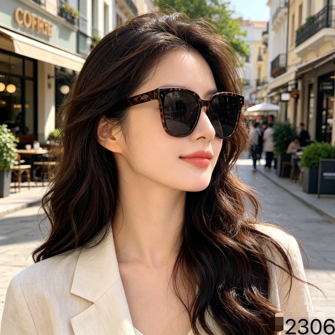 Chane*韩版复古方形大框夏季墨镜女潮海边度假防紫外线高级感太阳镜男