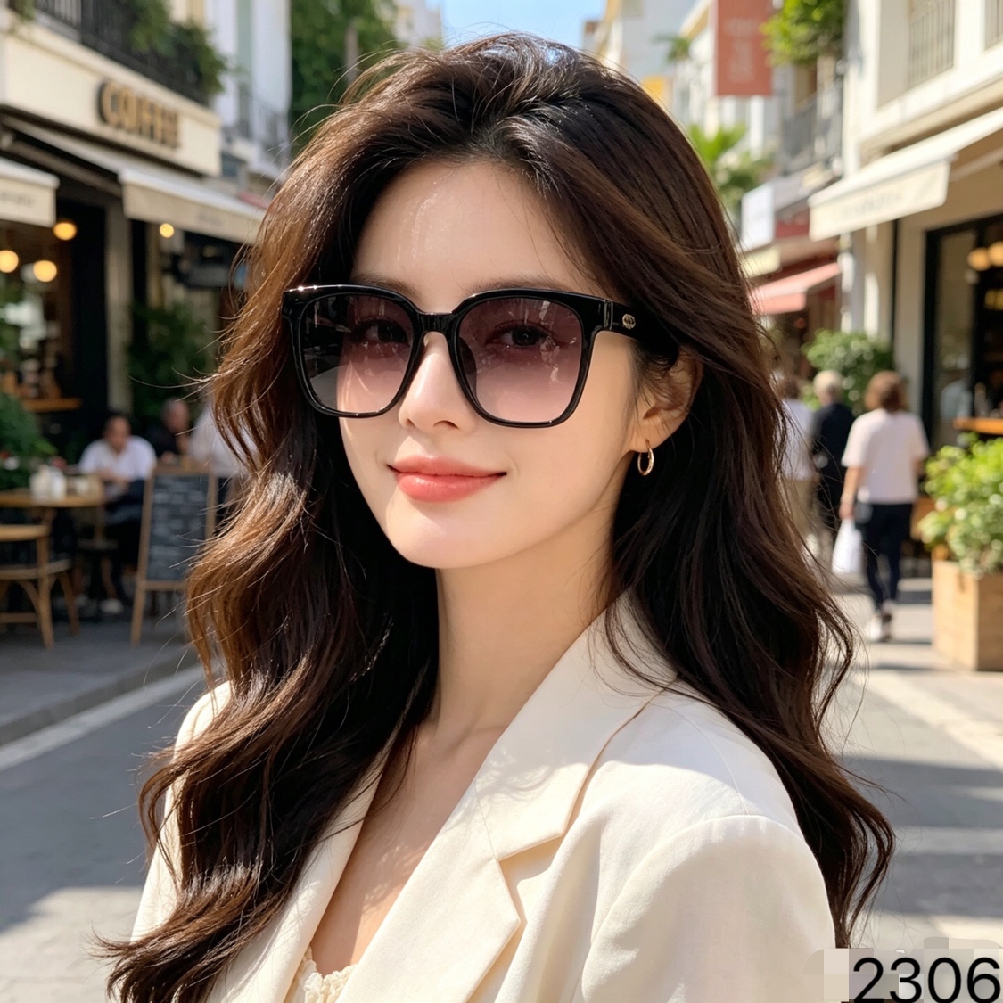 Chane*韩版复古方形大框夏季墨镜女潮海边度假防紫外线高级感太阳镜男