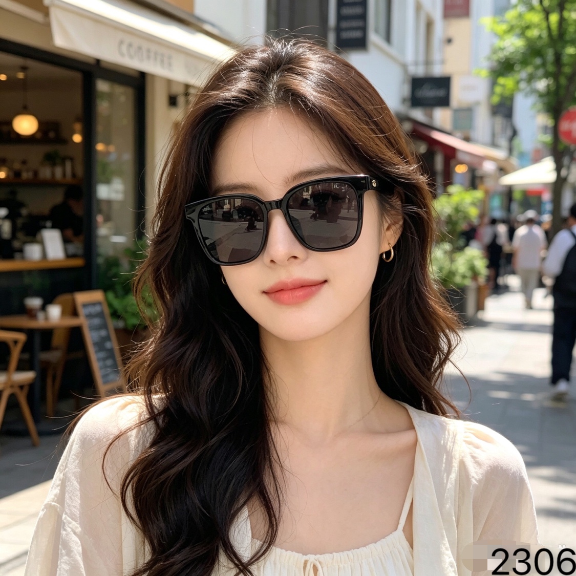 Chane*韩版复古方形大框夏季墨镜女潮海边度假防紫外线高级感太阳镜男