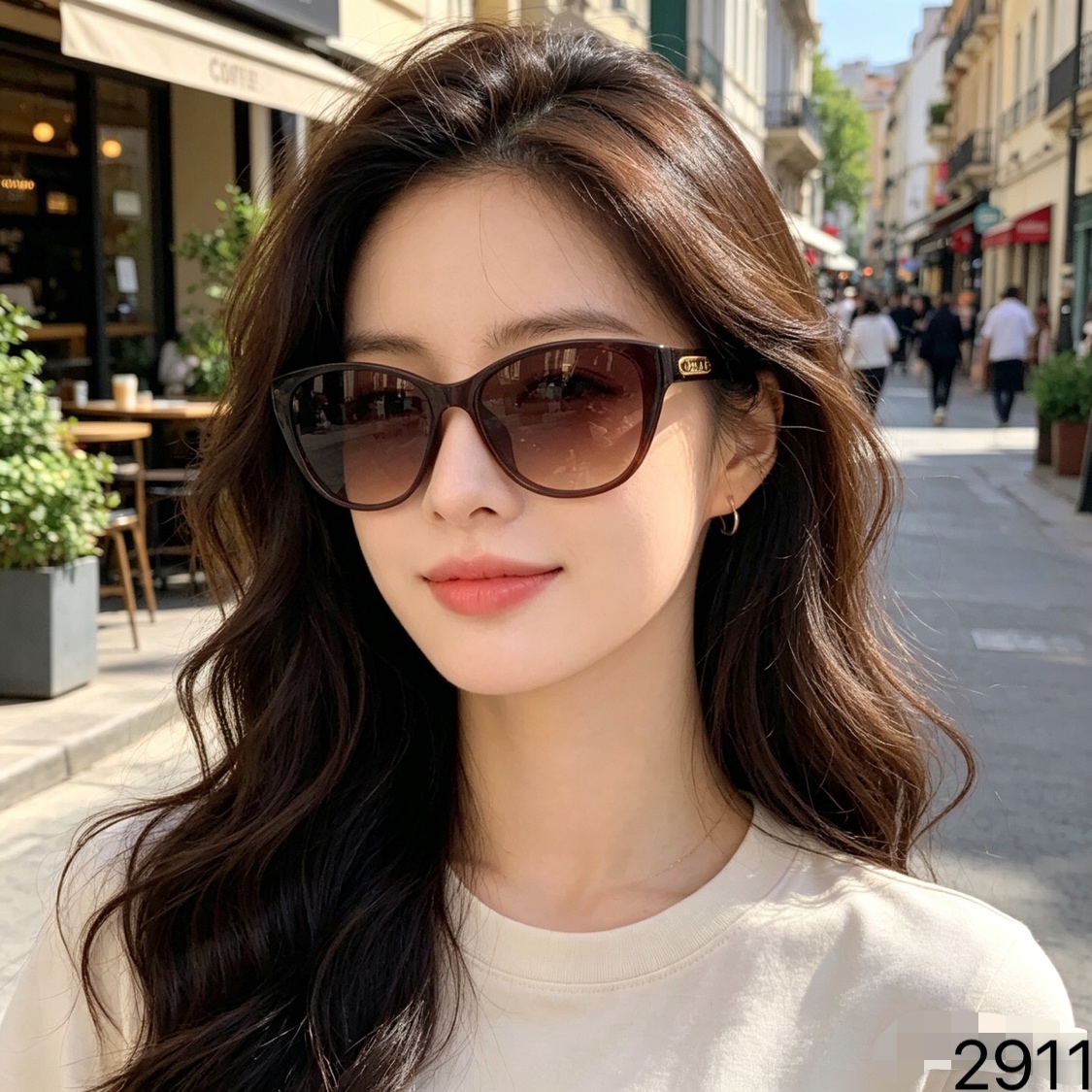 Chane*潮流时髦高级感复古猫眼修颜出片百搭显脸小遮阳墨镜防紫外线