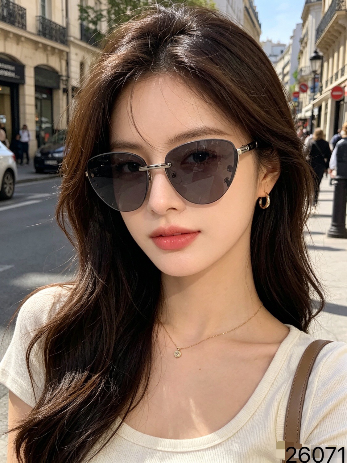 Celin*韩版高级感猫眼遮阳墨镜女防紫外线大框圆脸显瘦防晒辣妹太阳眼镜