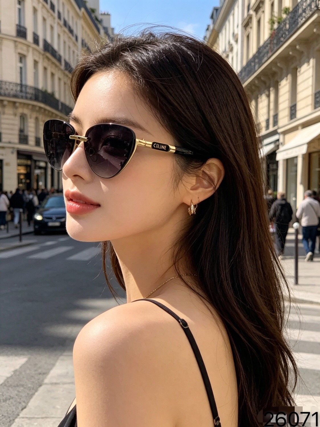 Celin*韩版高级感猫眼遮阳墨镜女防紫外线大框圆脸显瘦防晒辣妹太阳眼镜