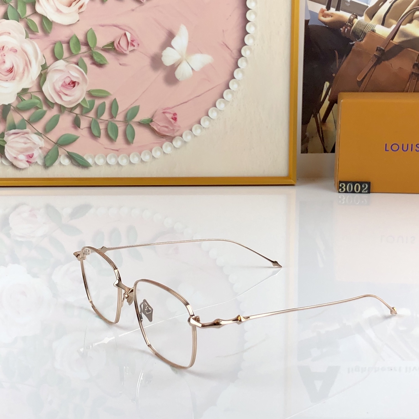 Louis vuitto*高级感金属眼镜框女可配度数近视眼镜架复古斯文小方框眼镜架男