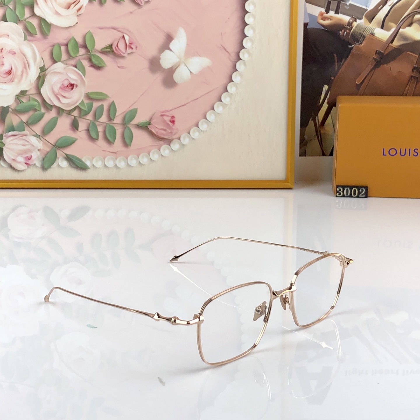 Louis vuitto*高级感金属眼镜框女可配度数近视眼镜架复古斯文小方框眼镜架男
