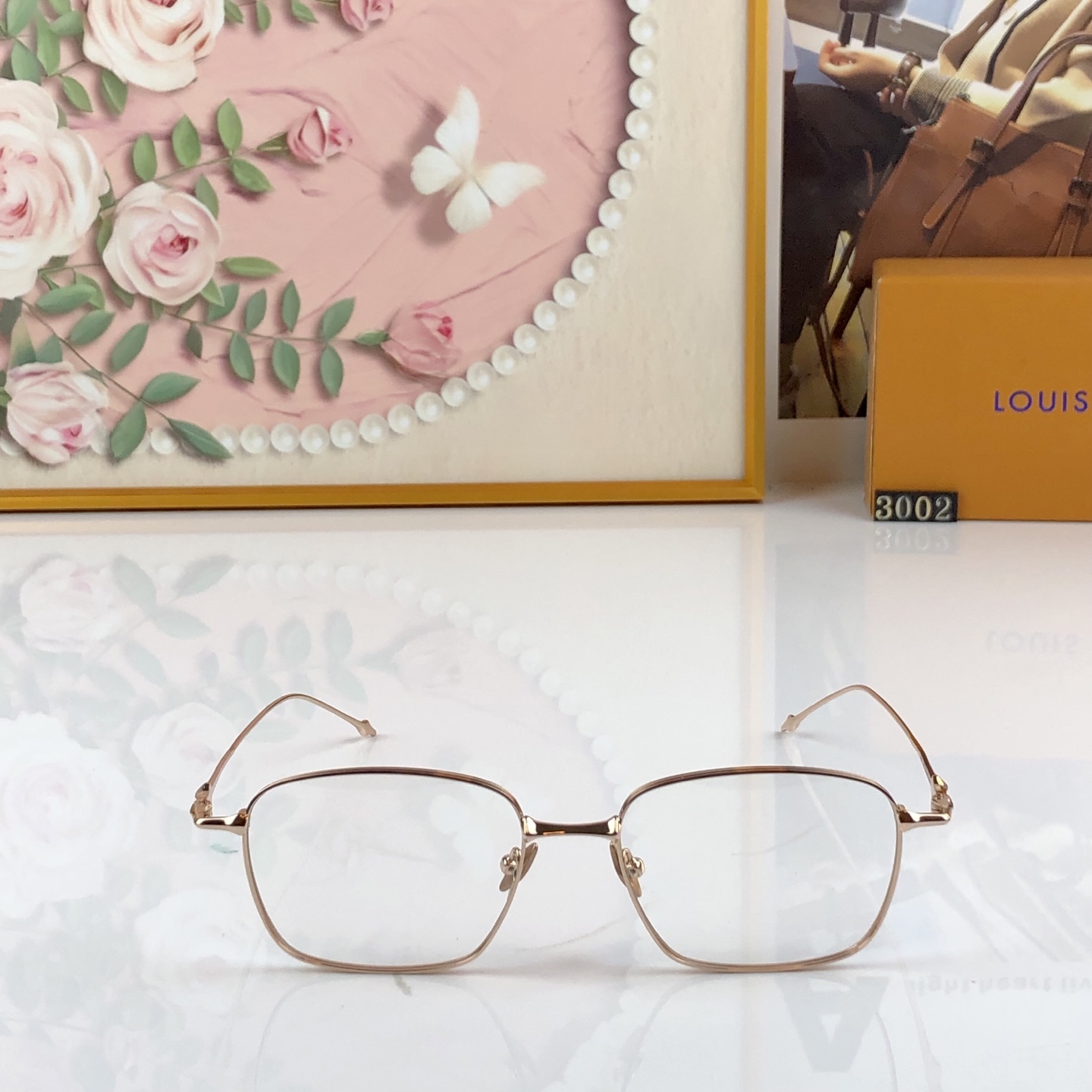 Louis vuitto*高级感金属眼镜框女可配度数近视眼镜架复古斯文小方框眼镜架男