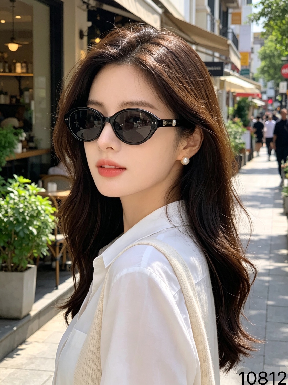 LOUISVUITTO*2026新热巴同款珍珠猫眼墨镜女高级感太阳眼镜防紫外线可配度数
