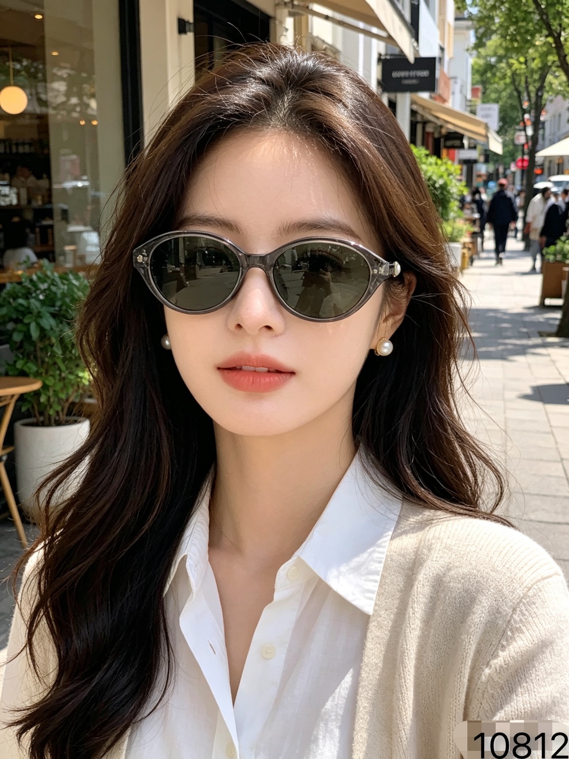 LOUISVUITTO*2026新热巴同款珍珠猫眼墨镜女高级感太阳眼镜防紫外线可配度数