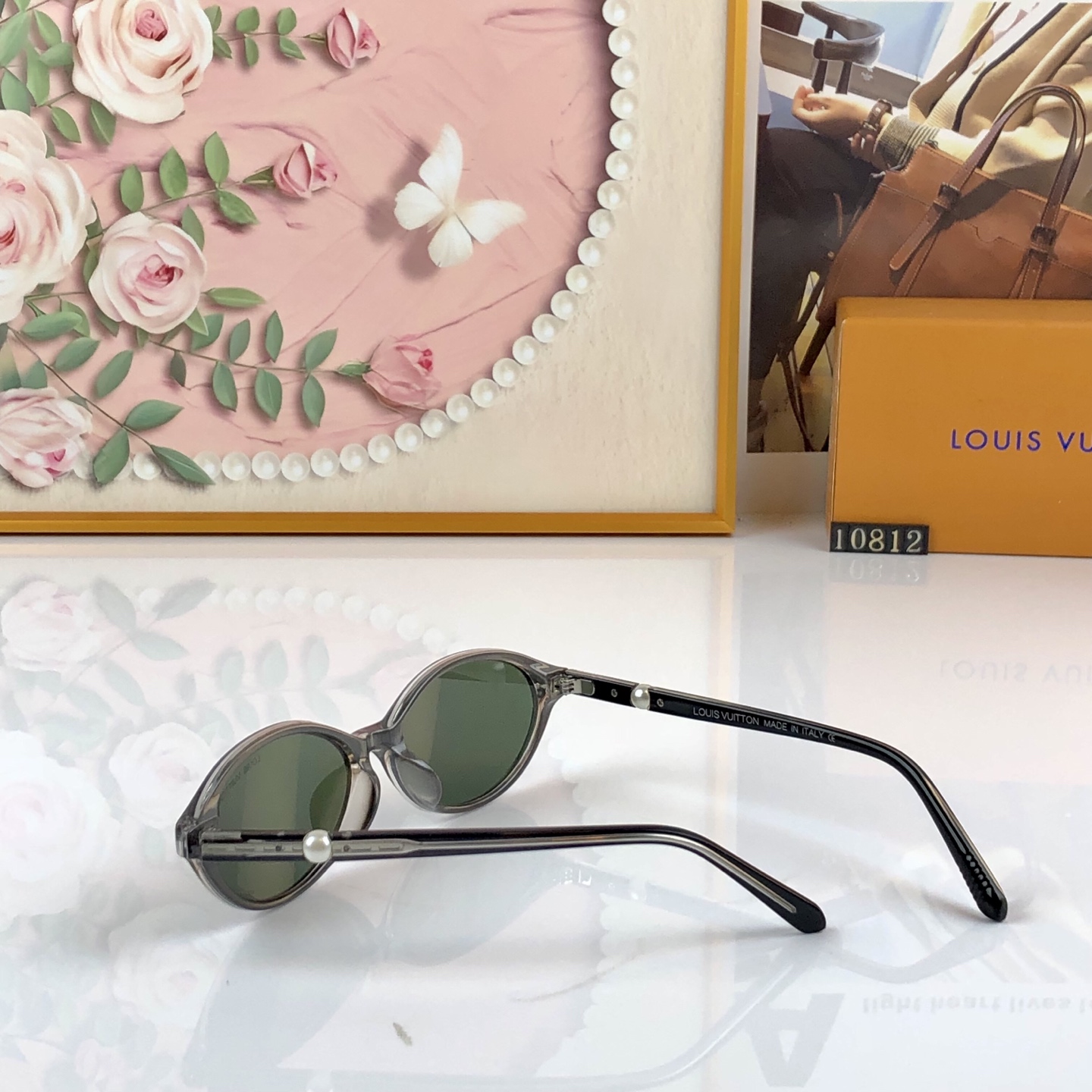 LOUISVUITTO*2026新热巴同款珍珠猫眼墨镜女高级感太阳眼镜防紫外线可配度数