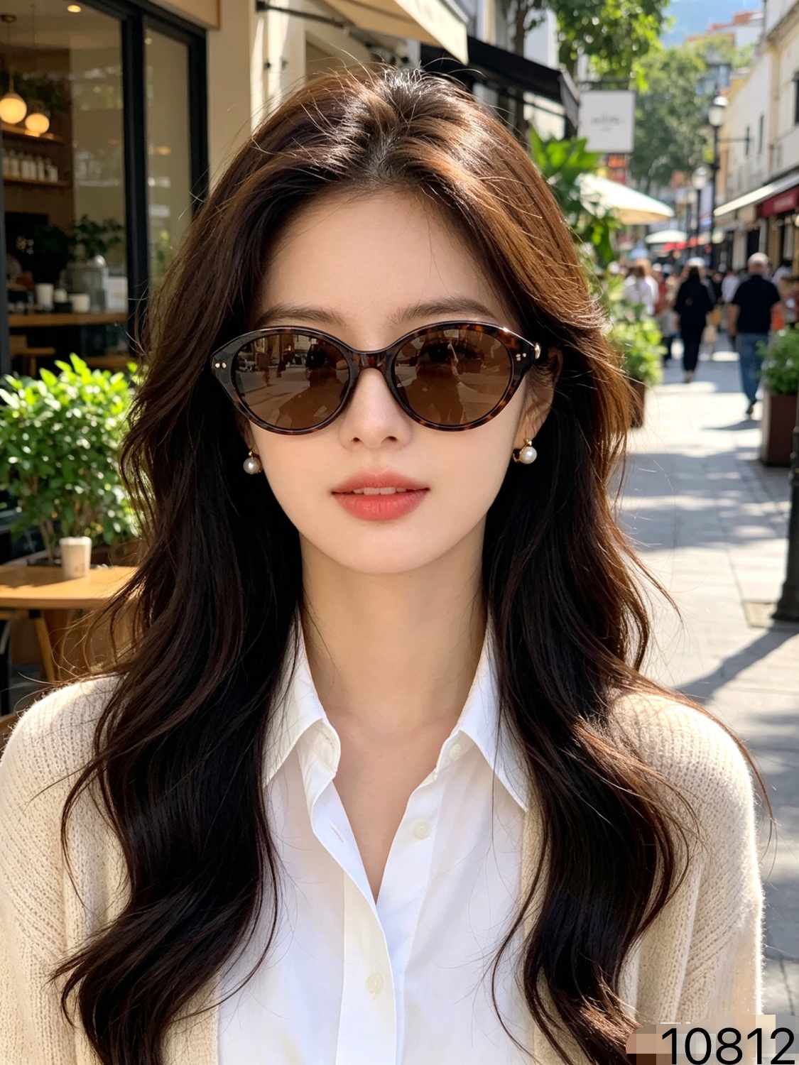 LOUISVUITTO*2026新热巴同款珍珠猫眼墨镜女高级感太阳眼镜防紫外线可配度数