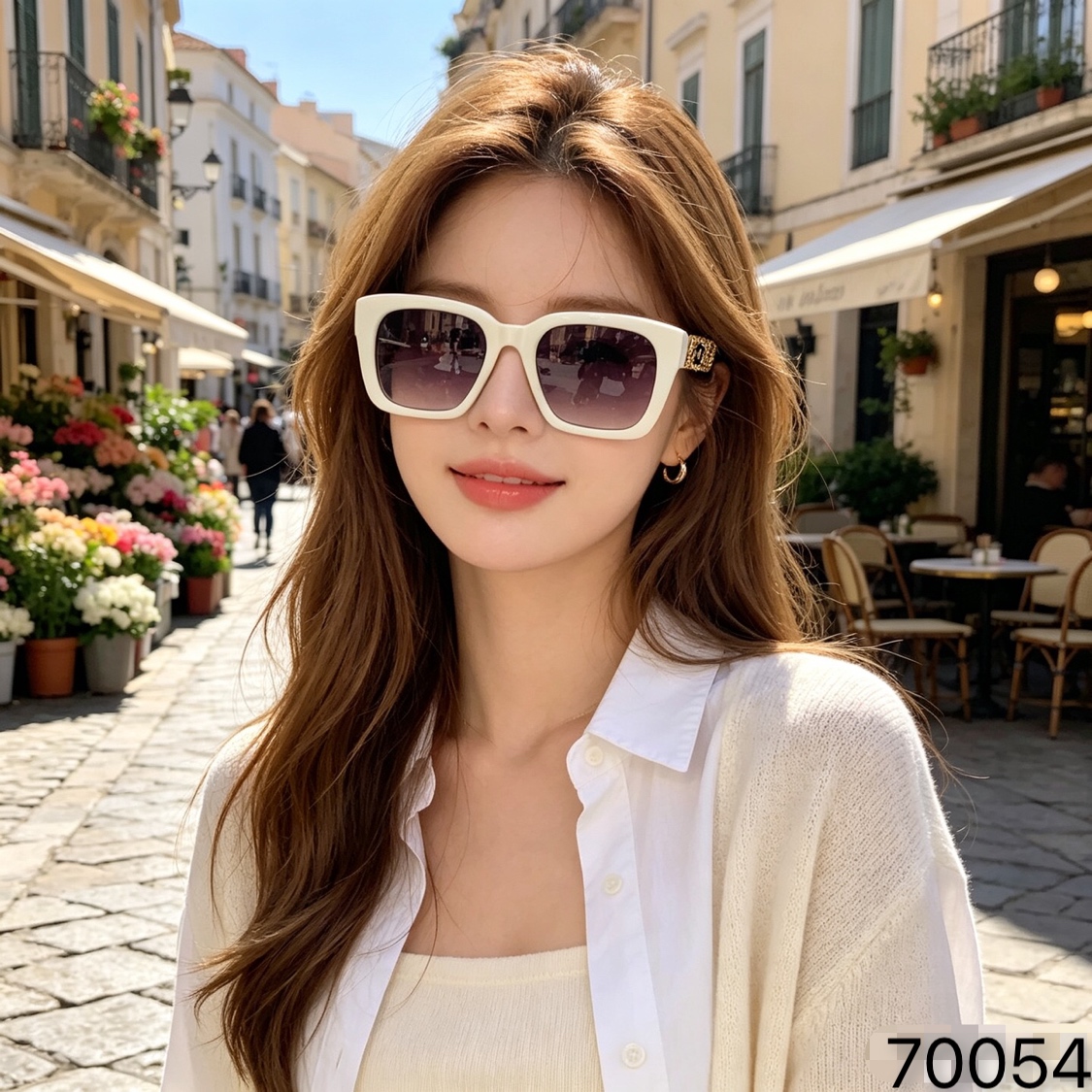 🔥🔥Chane*新款复古欧美方框女太阳镜ins风爆款防晒遮阳镜显脸小墨镜