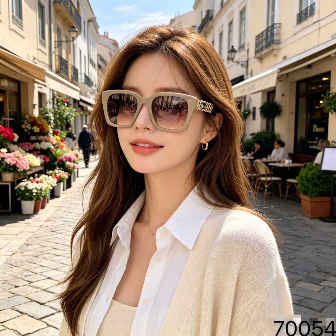 🔥🔥Chane*新款复古欧美方框女太阳镜ins风爆款防晒遮阳镜显脸小墨镜