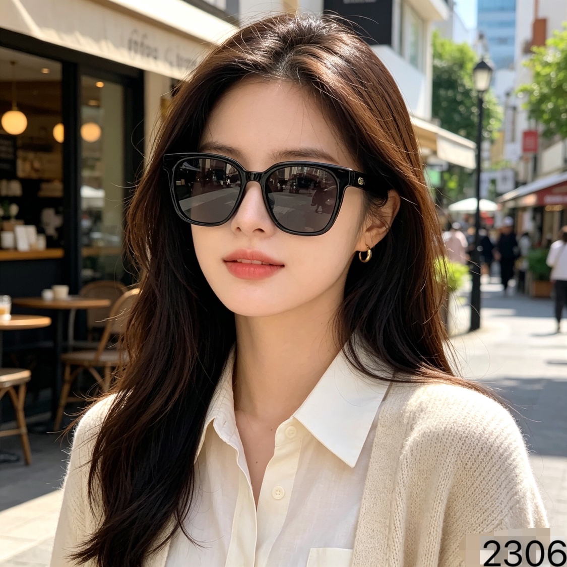 Chane*墨镜情侣款2026新款潮ins太阳眼镜高级感女方圆脸男防紫外线