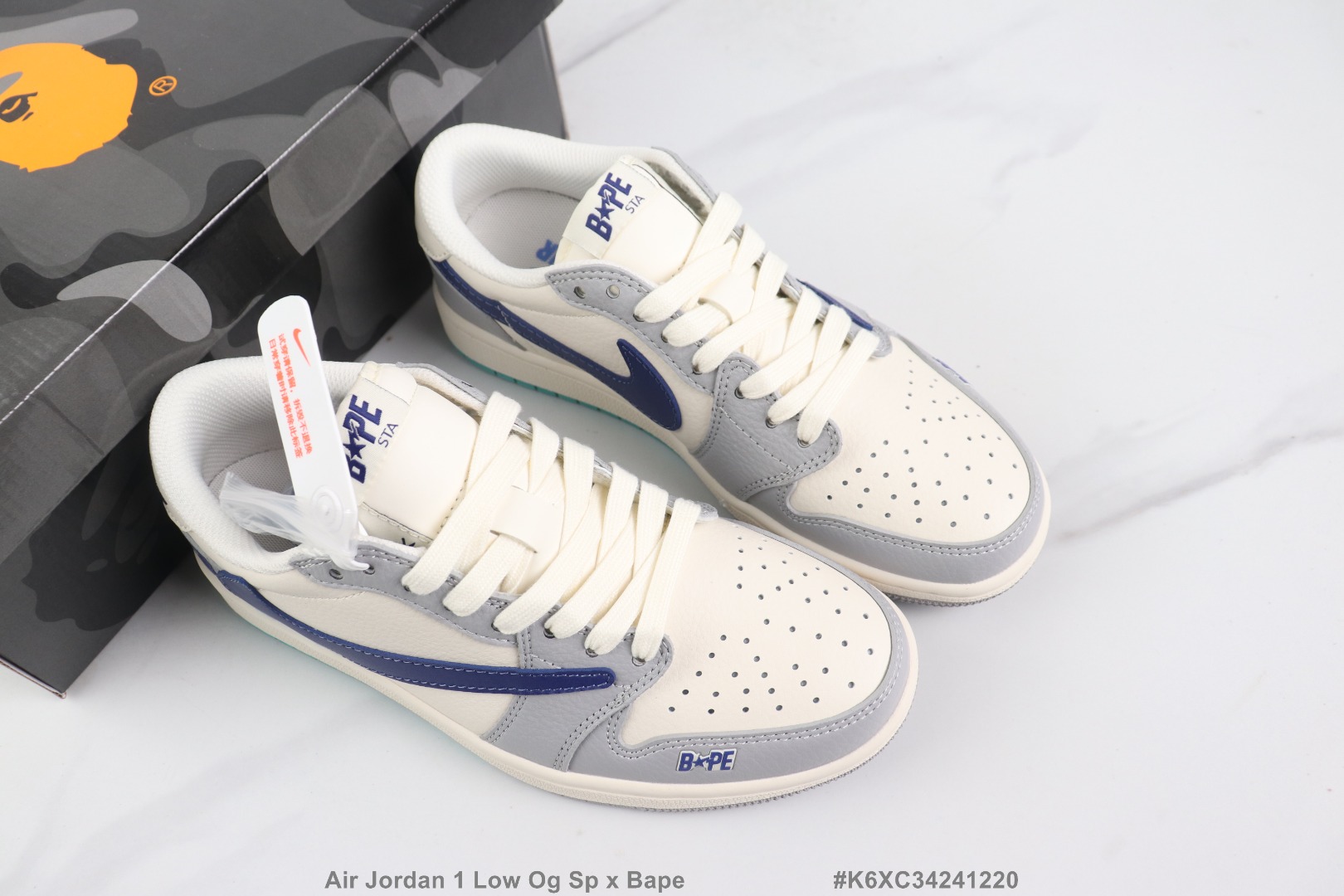 新品速递Air Jordan 1 Low Og Sp x BAPE 猿星潮牌联名 Jordan1代低帮板鞋 Diy定制 倒勾限定 牛皮材质 公司级 真标带半码 Size:36-45码1