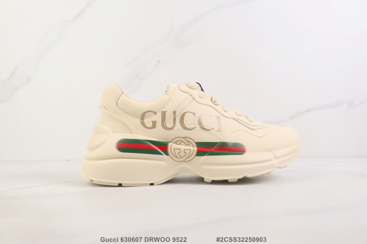 💰P160🔺Gucci 630607 DRWOO 9522 古驰厚底低帮休闲鞋 牛皮材质老爹鞋 公司级 Size:35-44码 #2CSS32250903