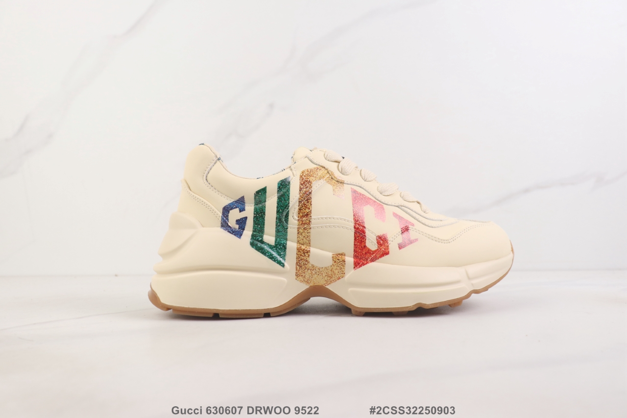 💰P160🔺Gucci 630607 DRWOO 9522 古驰厚底低帮休闲鞋 牛皮材质老爹鞋 公司级 Size:35-44码 #2CSS32250903