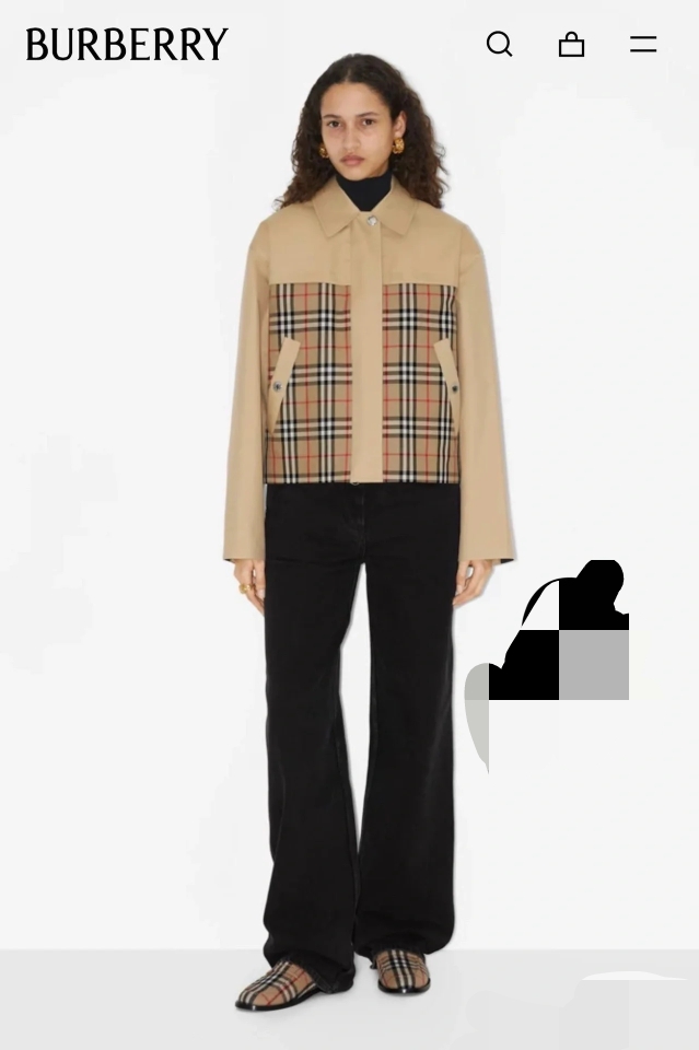 Burberry Women's Short Check Panel Windbreaker Jacket, Size S-XL