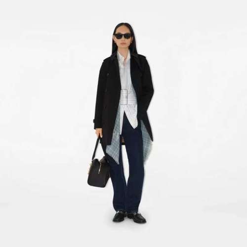 Burberry Mid-Length Trench Coat - Classic Style, Waterproof Fabric, Five Sizes 1 Burberry Mid-Length Trench Coat - Classic Style, Waterproof Fabric, Five Sizes
