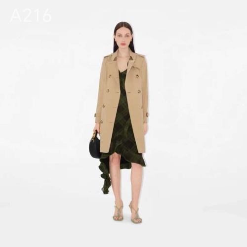 Burberry-Style Women's Trench Coat,Waterproof Mid-Length Windbreaker 1 Burberry-Style Women's Trench Coat,Waterproof Mid-Length Windbreaker