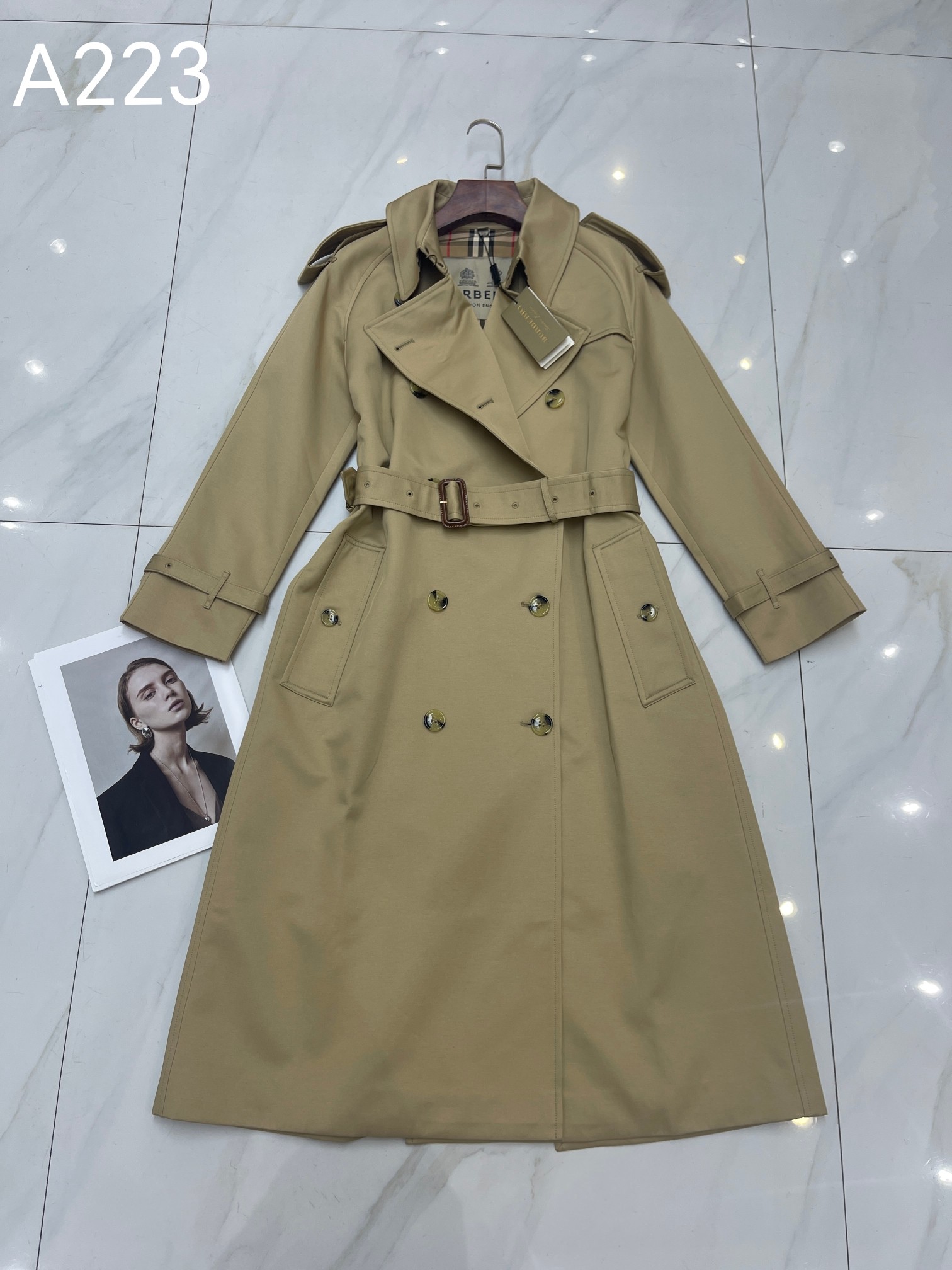Elegant Trench Coat: Classic Double-Breasted Waterproof Outerwear 4 a1758276460790 1612