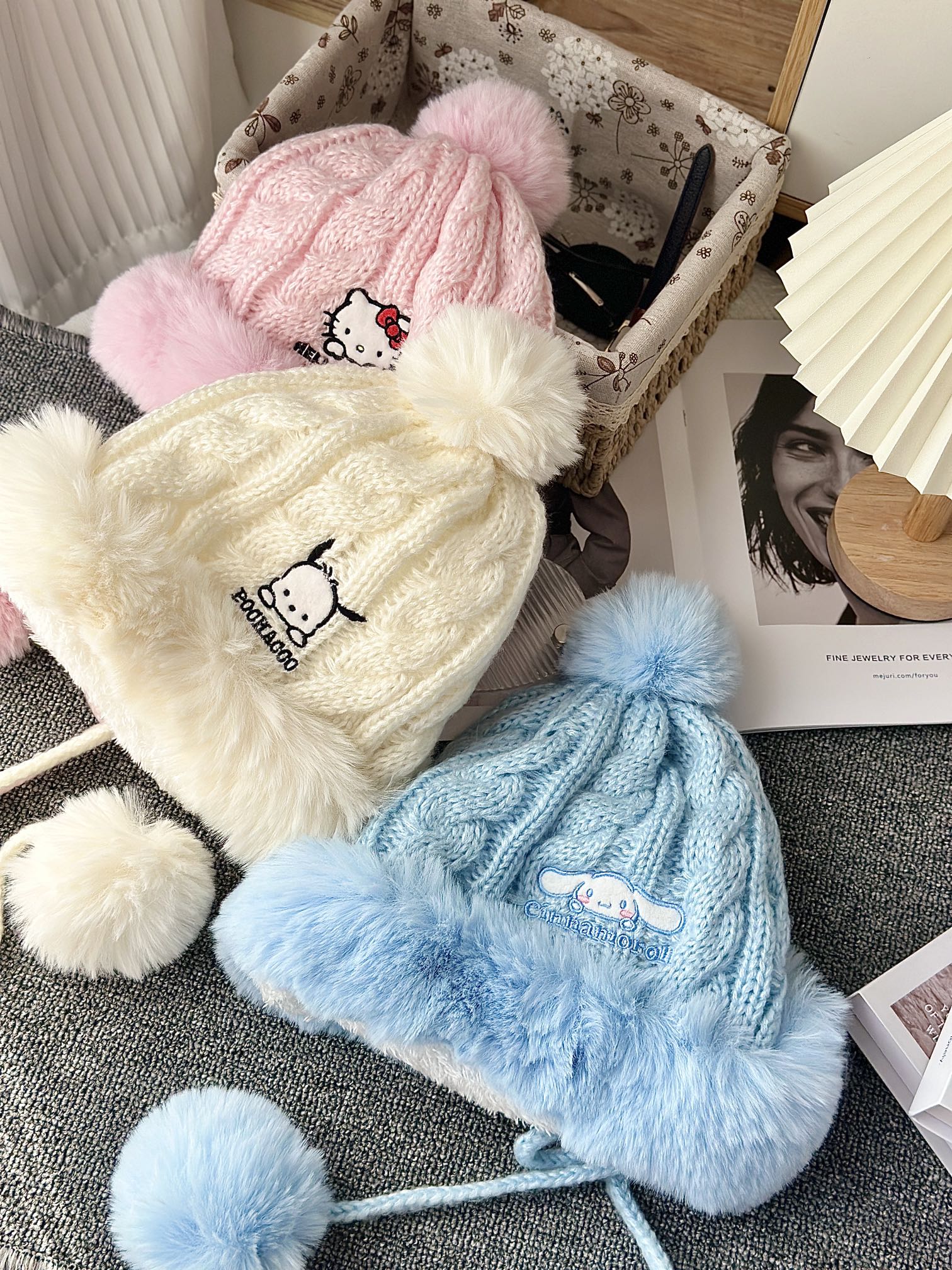 Sanrio Collection Winter Pom-Pom Knit Beanie - Comprehensive 8