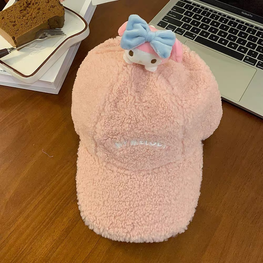 Sanrio plush winter baseball cap featuring an ultra-soft texture, design - Comprehensive 3