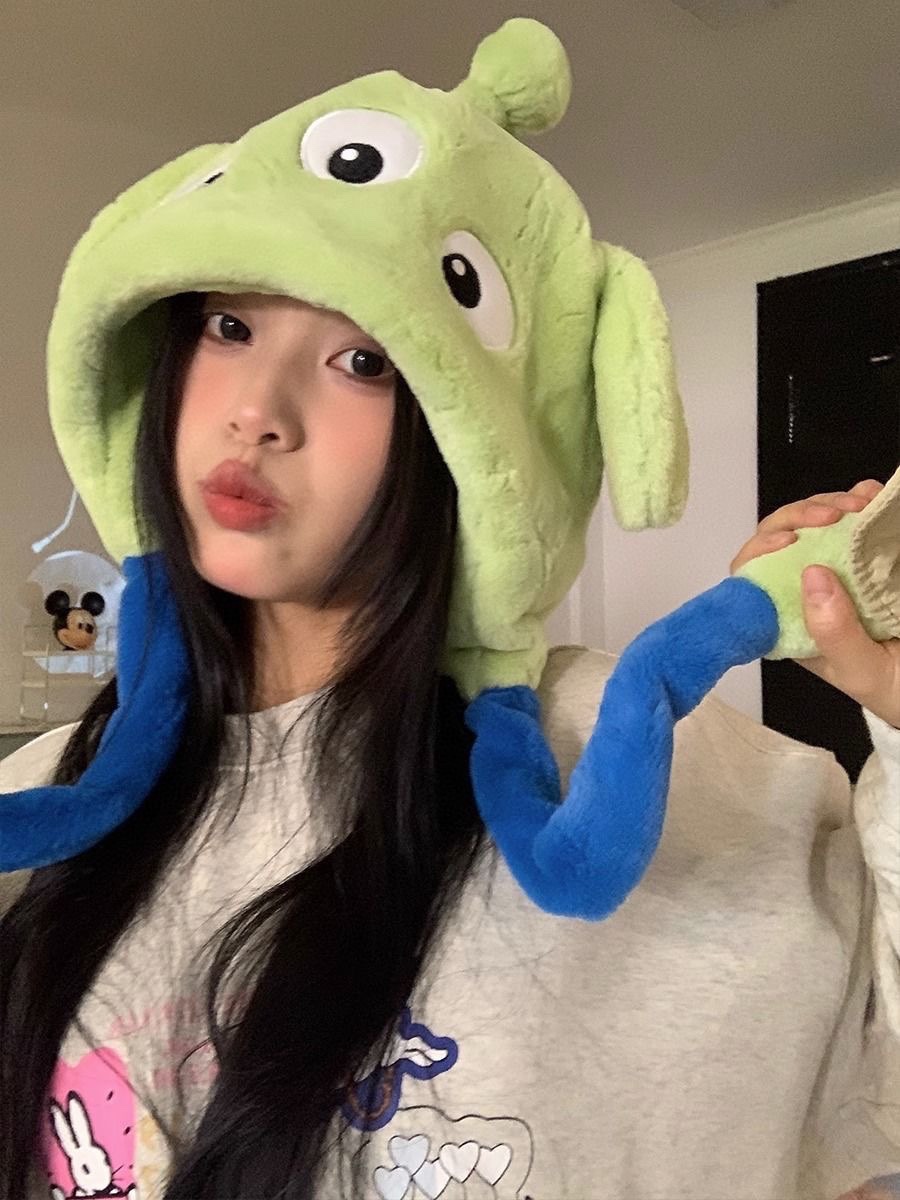 Plush Alien Hooded Scarf - Comprehensive 7