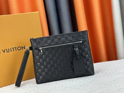 Louis Vuitton Best Clutches & Pouch Bags Black Blue Green Cowhide Fabric M81375