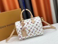 Louis Vuitton LV Speedy Tassen handtassen Wit Afdrukken Canvas Koeienhuid Schapenvacht M24425