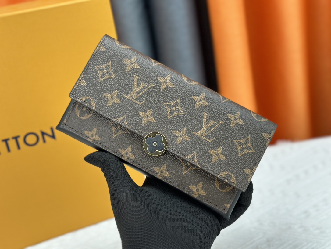 Louis Vuitton LV Flore Monederos Monogram Canvas Piel de vaca Lona Cuero M64586