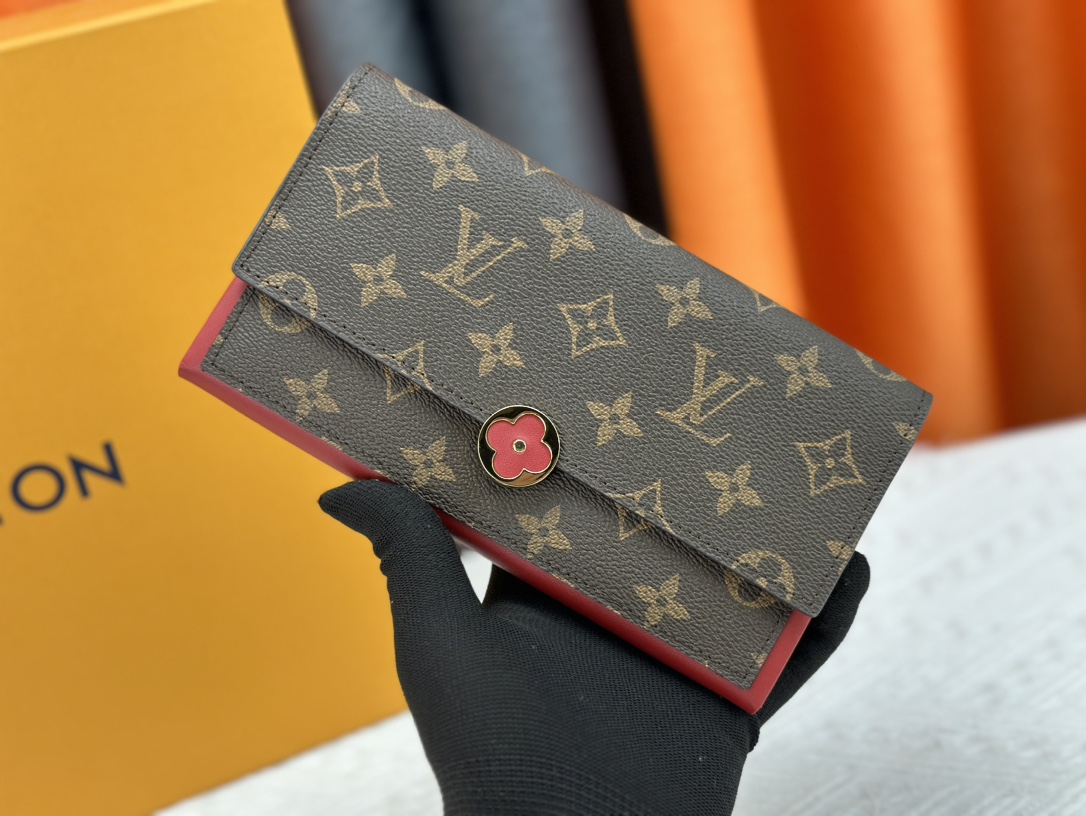 Gran venta
 Louis Vuitton LV Flore Monederos Igual que el original
 Monogram Canvas Piel de vaca Lona Cuero M64586