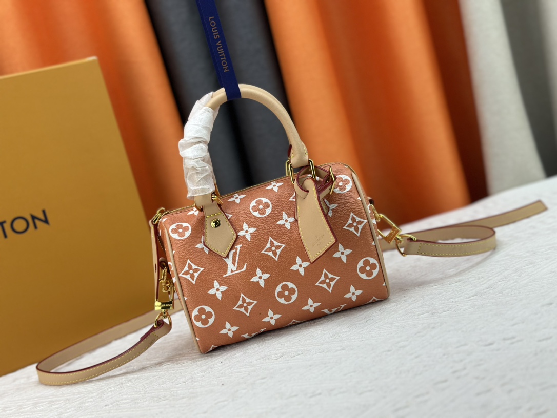 Louis Vuitton LV Speedy Tassen handtassen Beste luxe replica
 Afdrukken Canvas Koeienhuid Schapenvacht Mini M24419