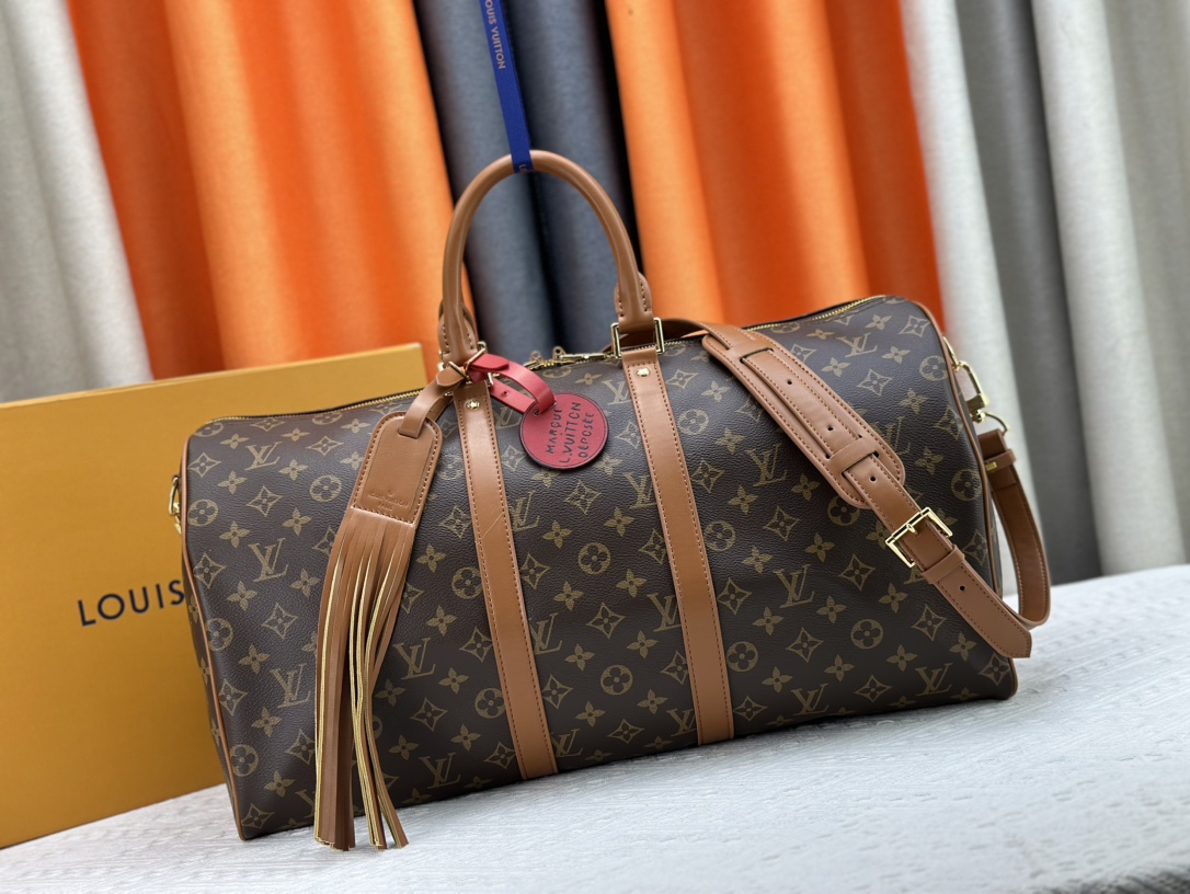 Wo kann ich kaufen
 Louis Vuitton LV Keepall Taschen Reisetaschen Leinwand Rindsleder Herbst/Winter Kollektion M11541