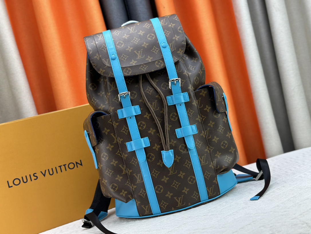 Louis Vuitton LV Christopher Bags Backpack Top Quality Website
 Blue Yellow Canvas Cowhide Fabric M12729