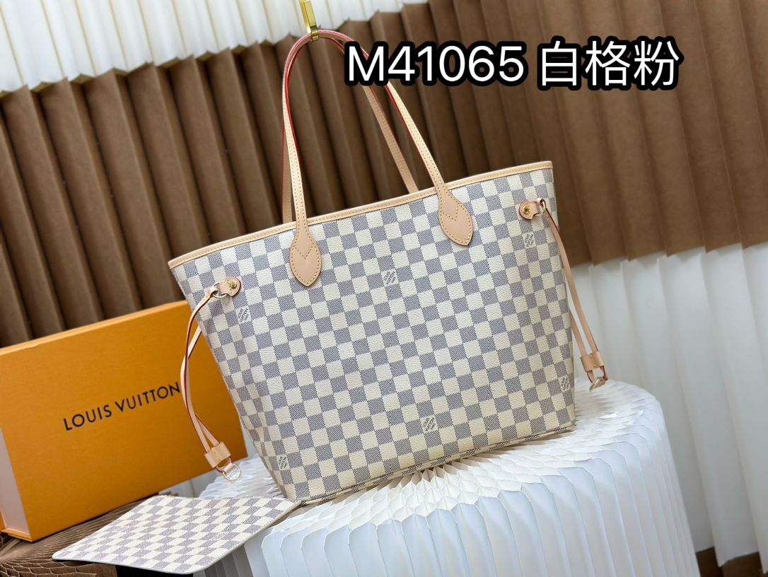 Louis Vuitton LV Neverfull Bags Handbags Apricot Color Gold Pink Red White Canvas Cowhide Fabric Linen M40995