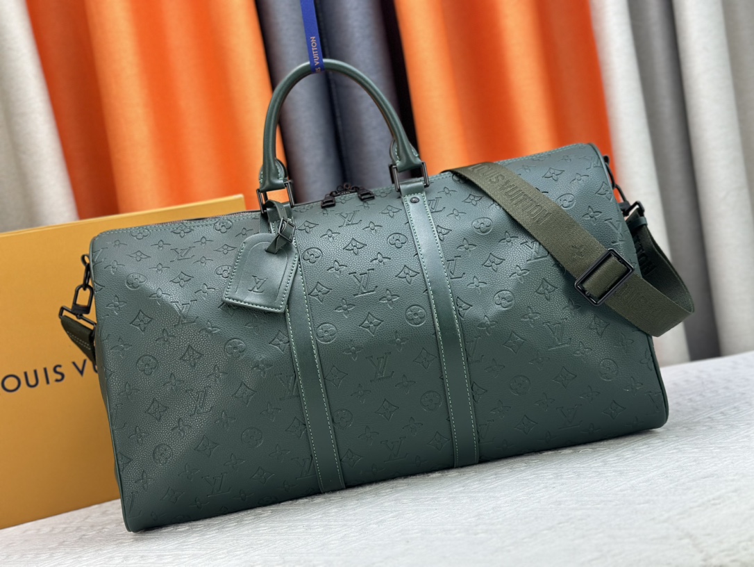 Louis Vuitton LV Keepall Travel Bags Green Taurillon