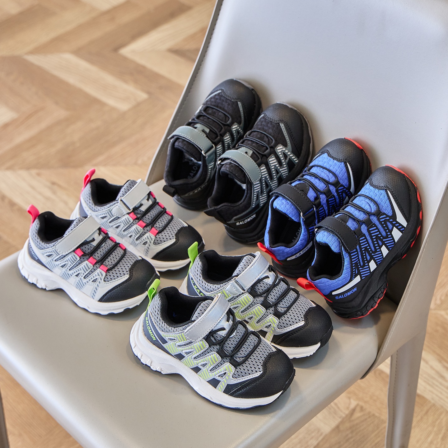 图片[6]-萨络蒙 V8魔术贴童鞋26-37 SALOMON XA PRO V8 Trail系列魔术贴包头防撞童鞋，透气减震户外越野机能跑步鞋-选品中心