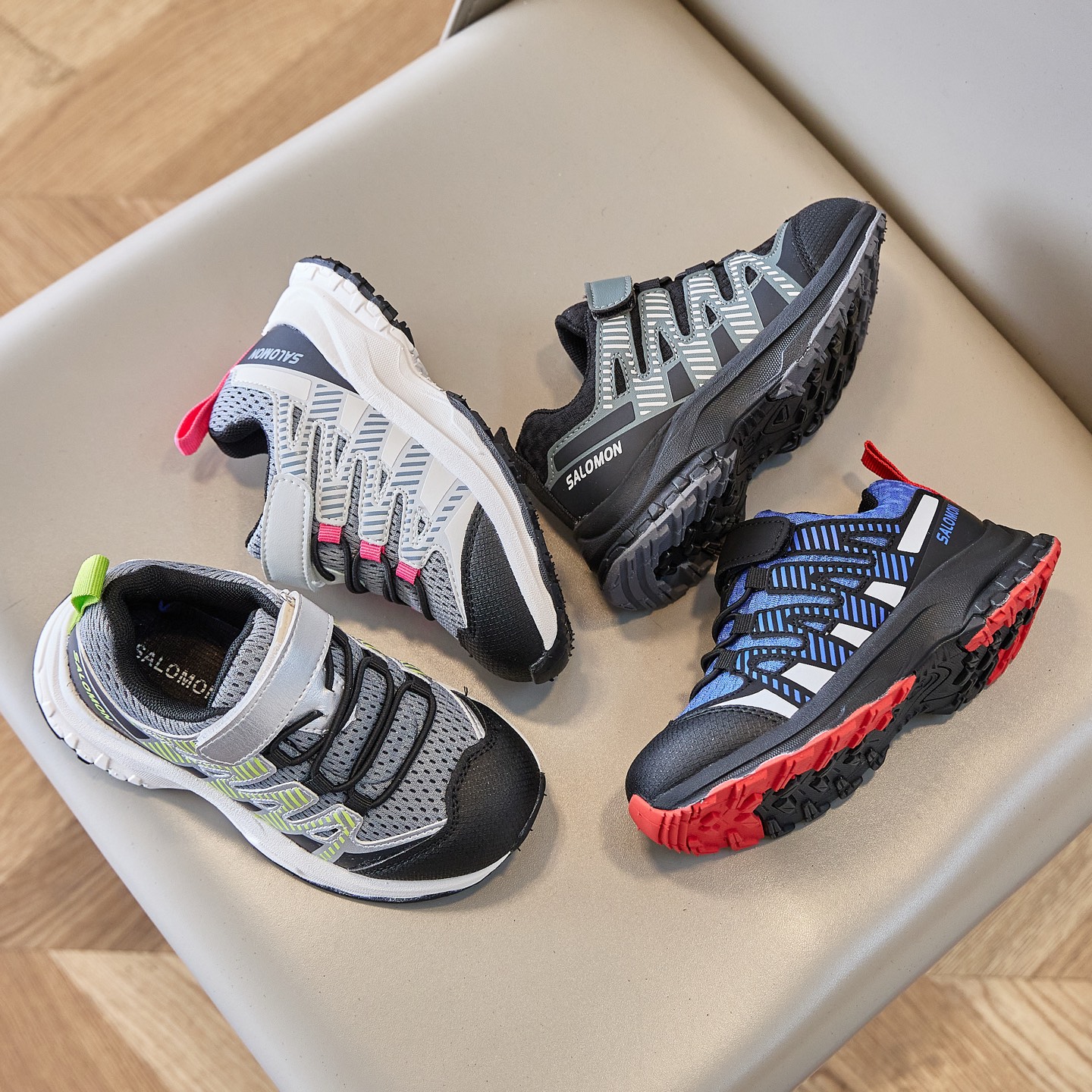 图片[7]-萨络蒙 V8魔术贴童鞋26-37 SALOMON XA PRO V8 Trail系列魔术贴包头防撞童鞋，透气减震户外越野机能跑步鞋-选品中心