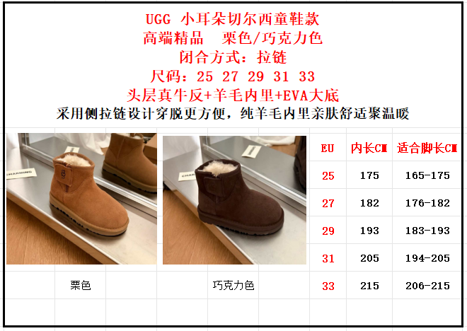 图片[10]-高版本 UGG 小耳朵切尔西童鞋雪地靴 头层真牛反+羊毛内里+EVA大底 采用侧拉链设计穿脱更方便，纯羊毛内里亲肤舒适聚温暖 尺码：25 27 29 31 33-选品中心