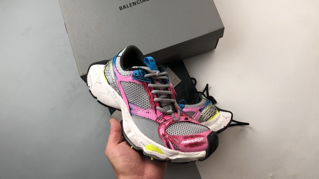 BALEN] Balenciaga Stapler Sneakers - White/Pink/Blue - Shoe