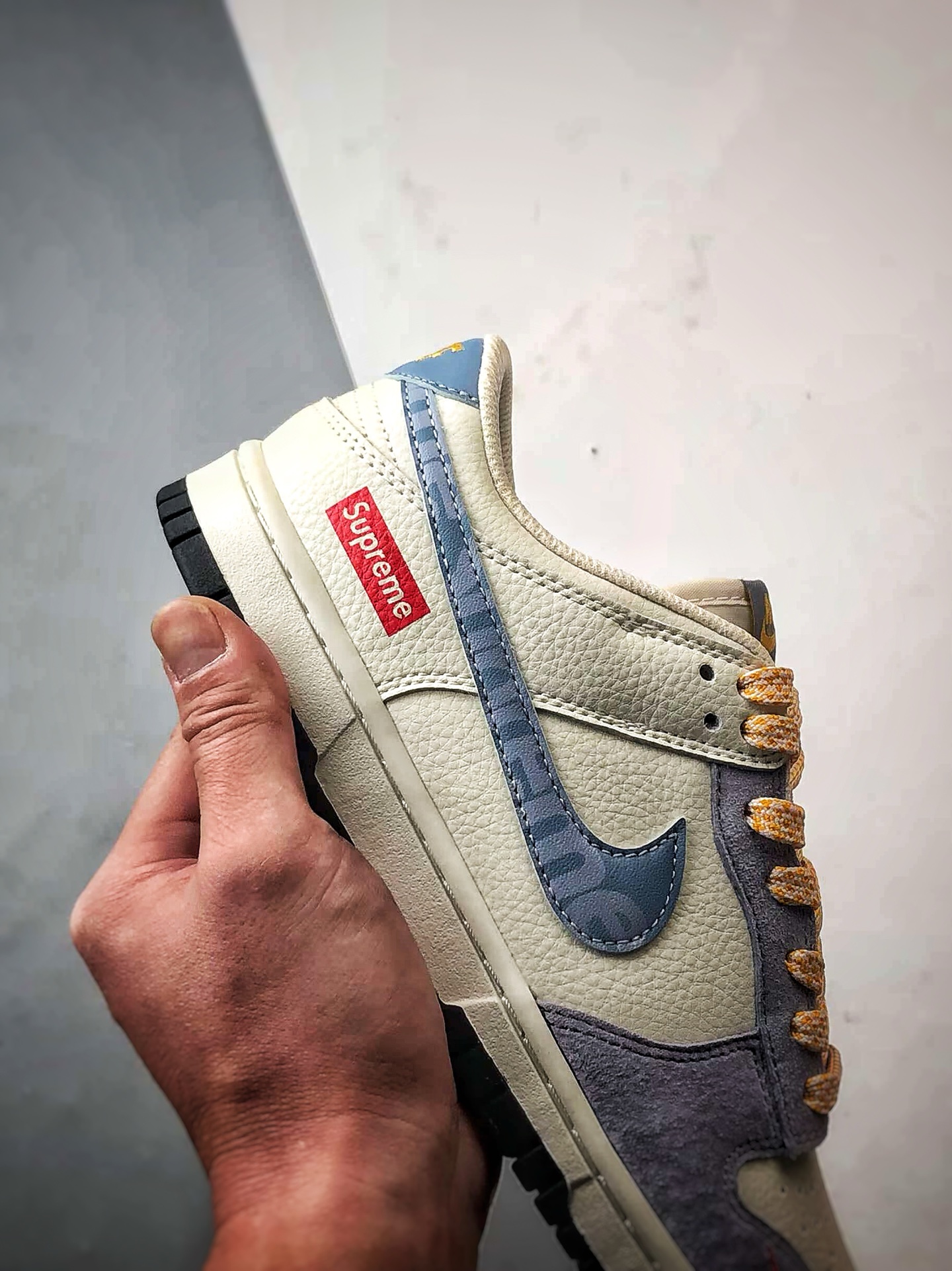 NK Dunk Low Retro ”DIY高端定制” Sup米白蓝反光钩低帮休闲运动板鞋   DJ2024-114