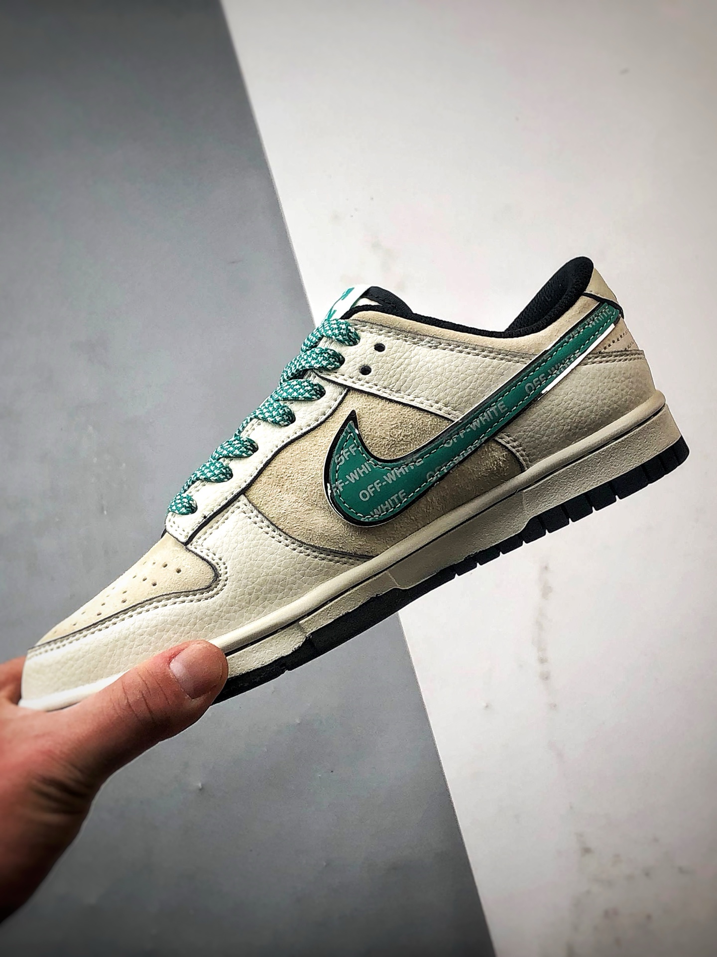 NK Dunk Low Retro ”DIY高端定制” OW米白绿弹幕反光钩 低帮休闲运动板鞋  DJ2024-108