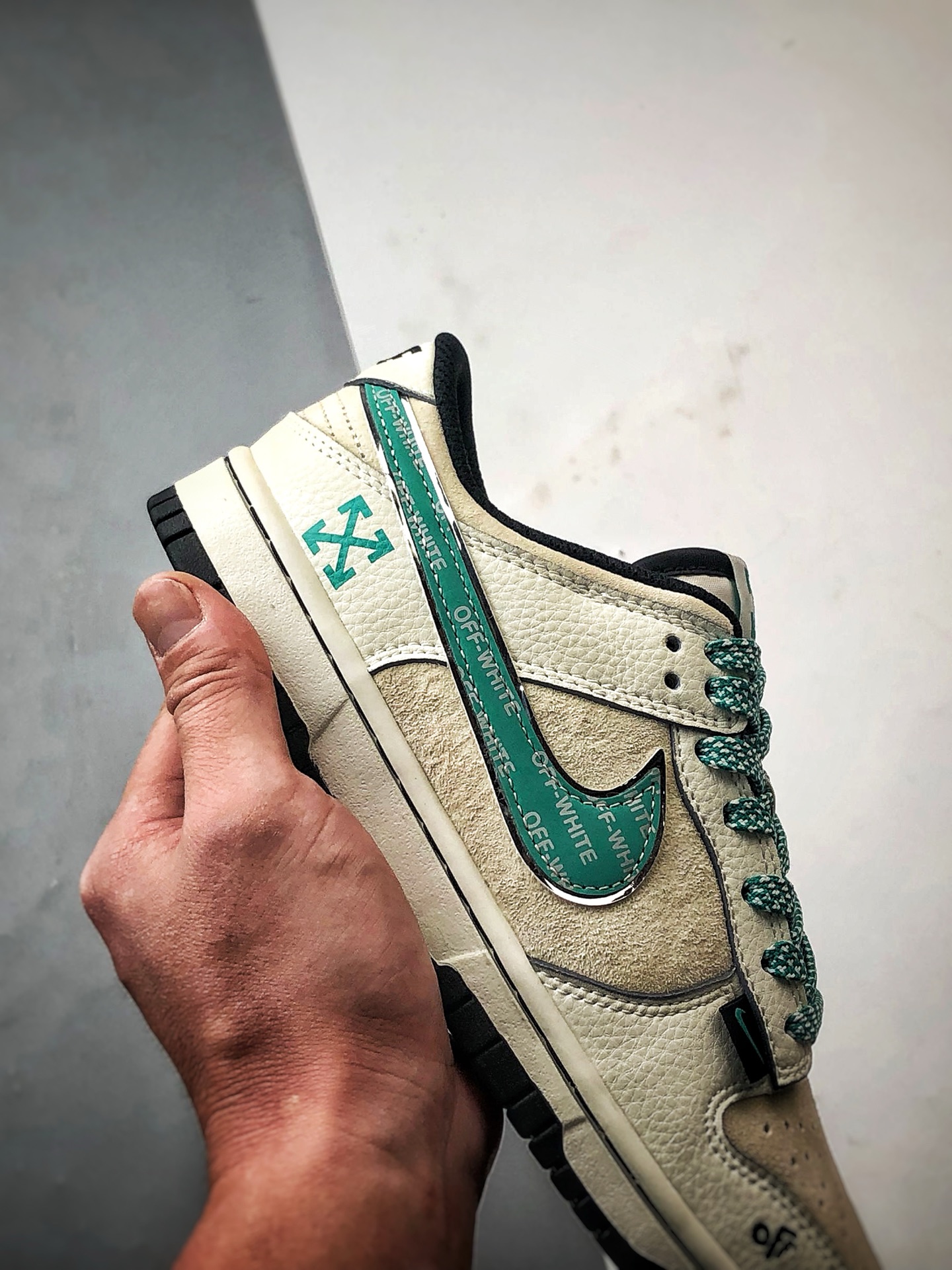 NK Dunk Low Retro ”DIY高端定制” OW米白绿弹幕反光钩 低帮休闲运动板鞋  DJ2024-108