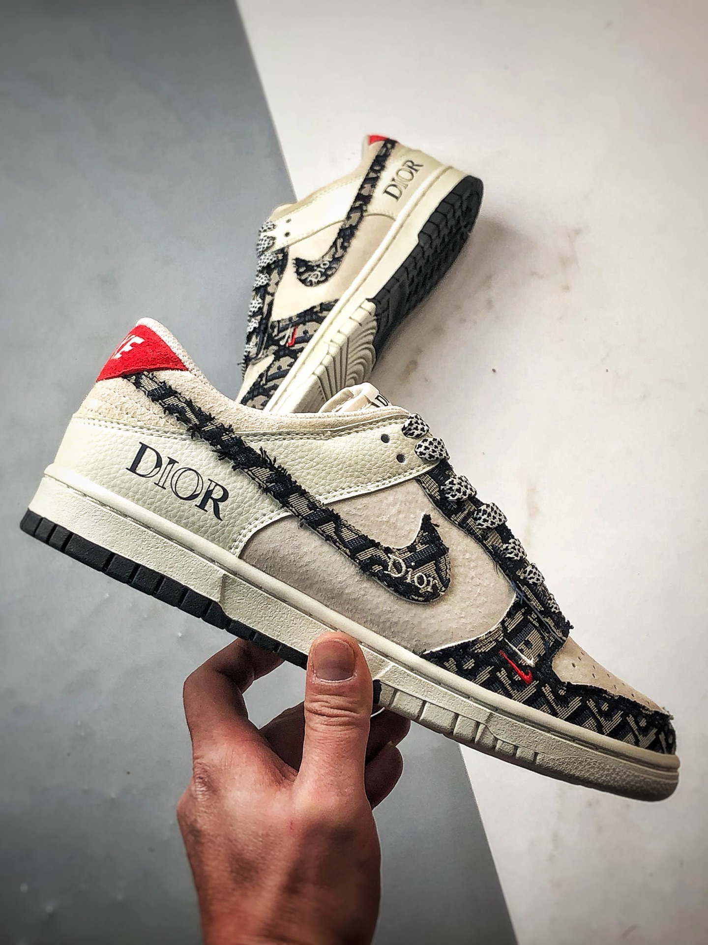 NK Dunk Low Retro ”DIY高端定制” 迪奥米黑牛仔花纹 低帮休闲运动板鞋  DJ2024-131