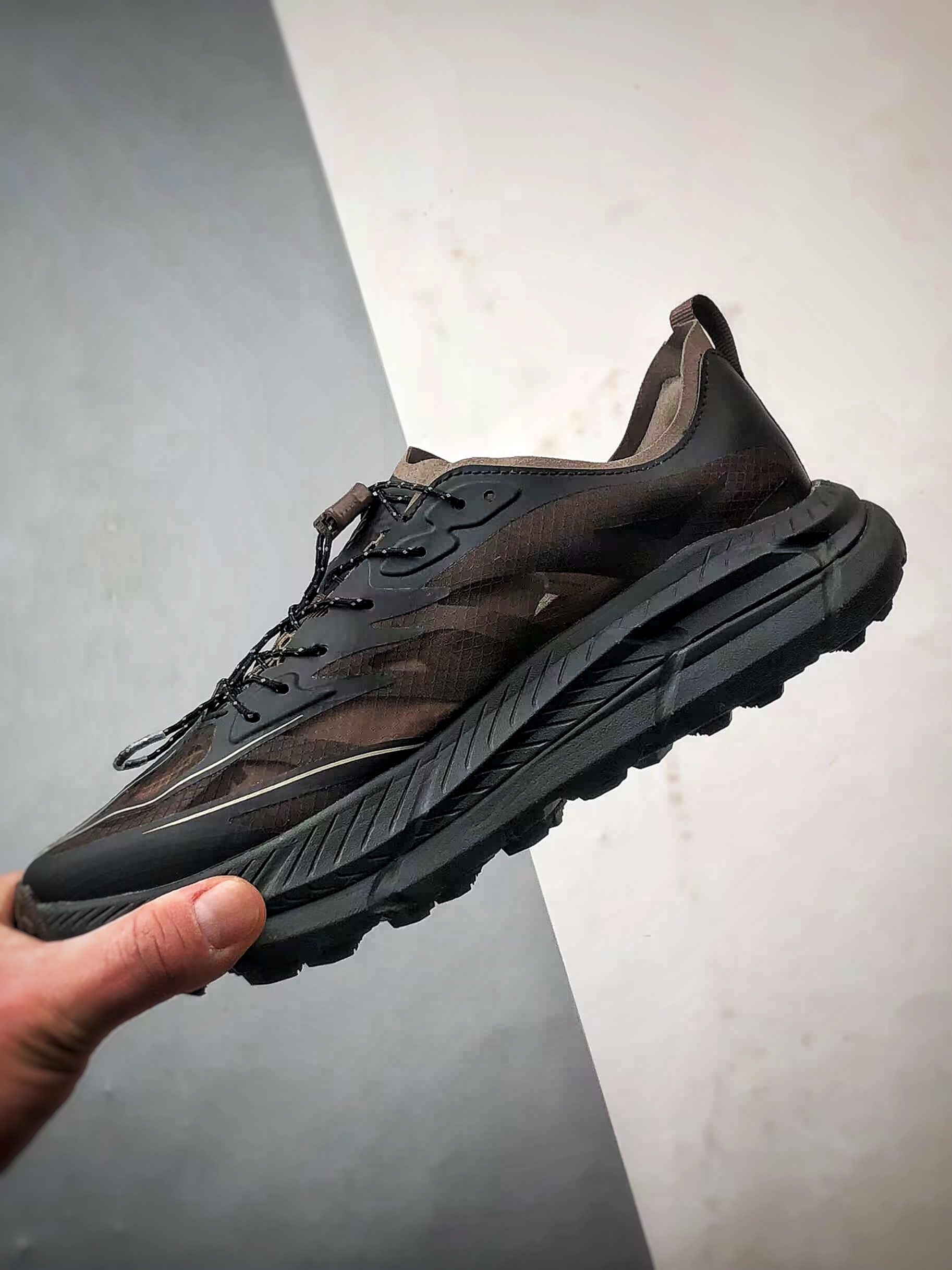 Satisfy x Hoka One One Mafate Speed 4 黑棕 玛法特低帮轻量户外运动鞋  1157050-COFF