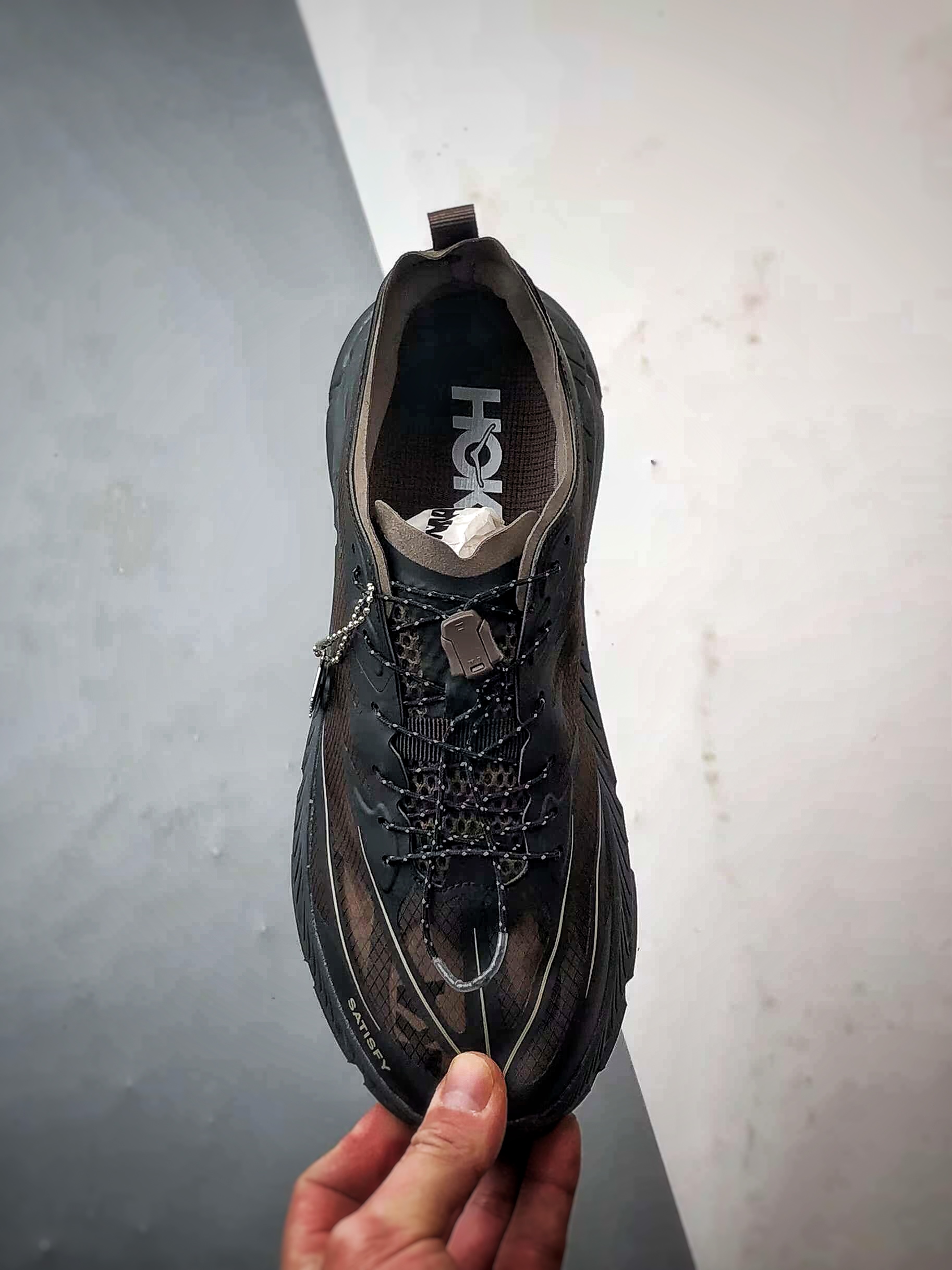 Satisfy x Hoka One One Mafate Speed 4 黑棕 玛法特低帮轻量户外运动鞋  1157050-COFF