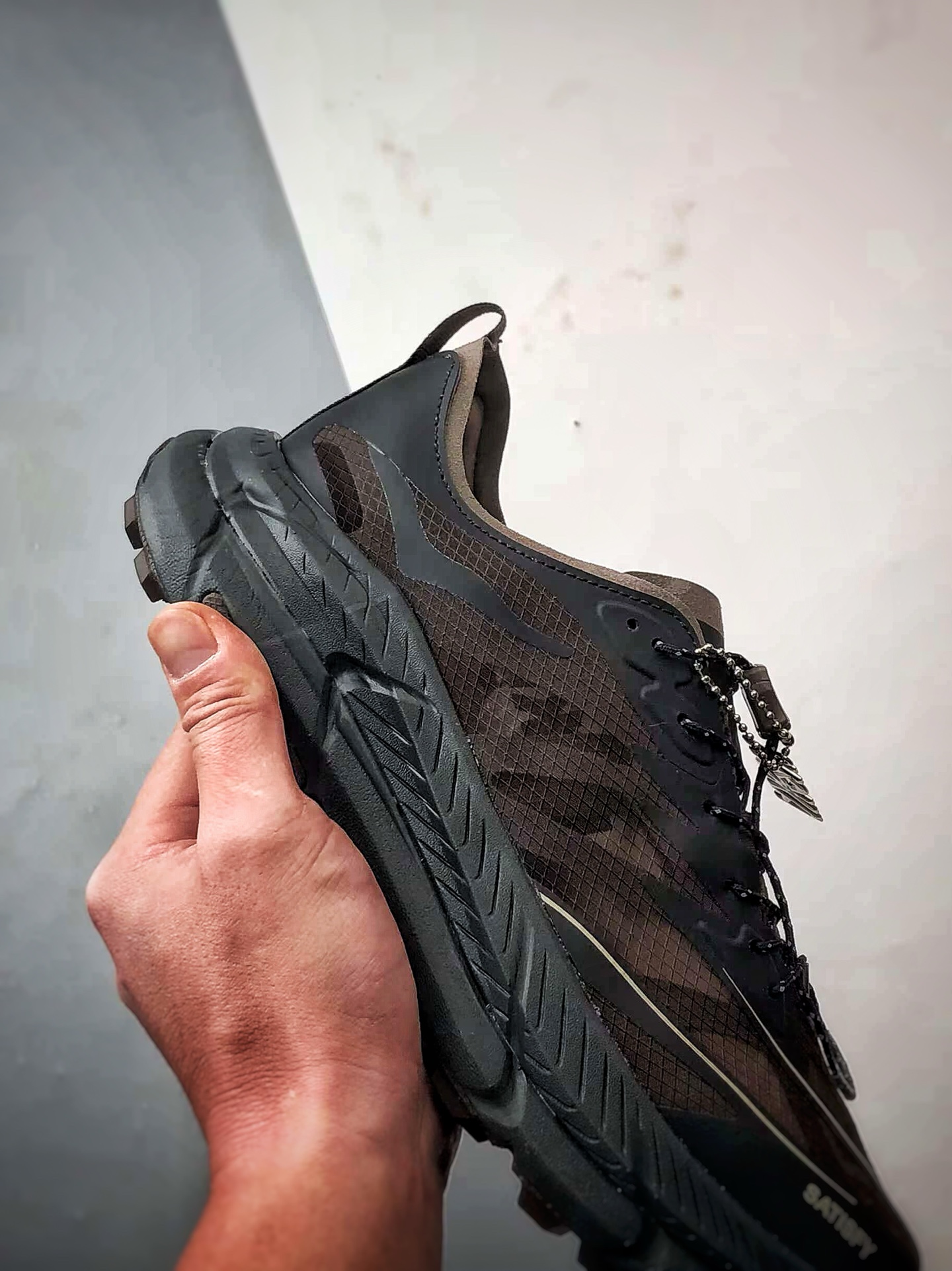 Satisfy x Hoka One One Mafate Speed 4 黑棕 玛法特低帮轻量户外运动鞋  1157050-COFF