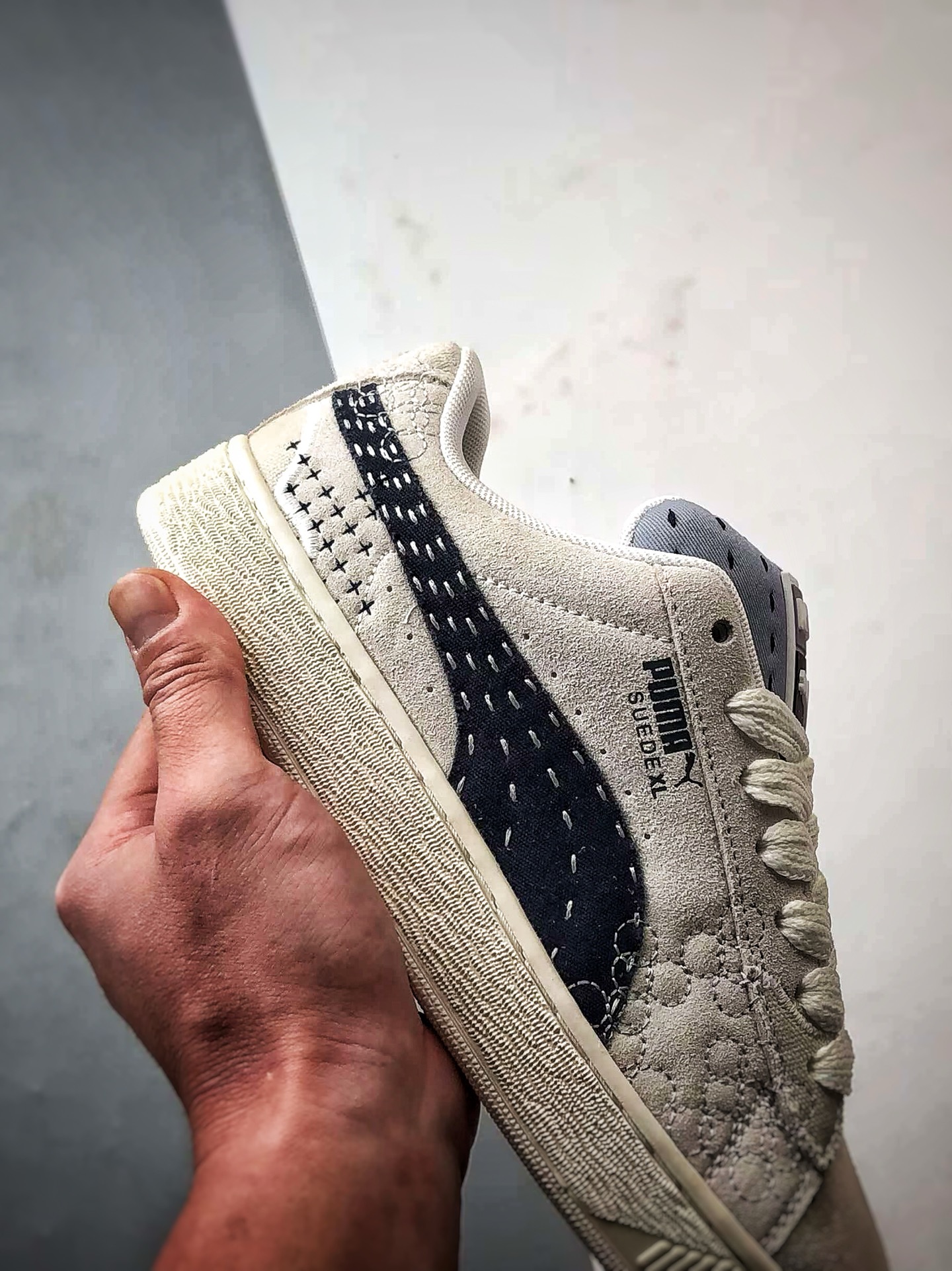 Puma Suede XL 米白黑 绒面革舒适百搭休闲低帮板鞋  395777-02