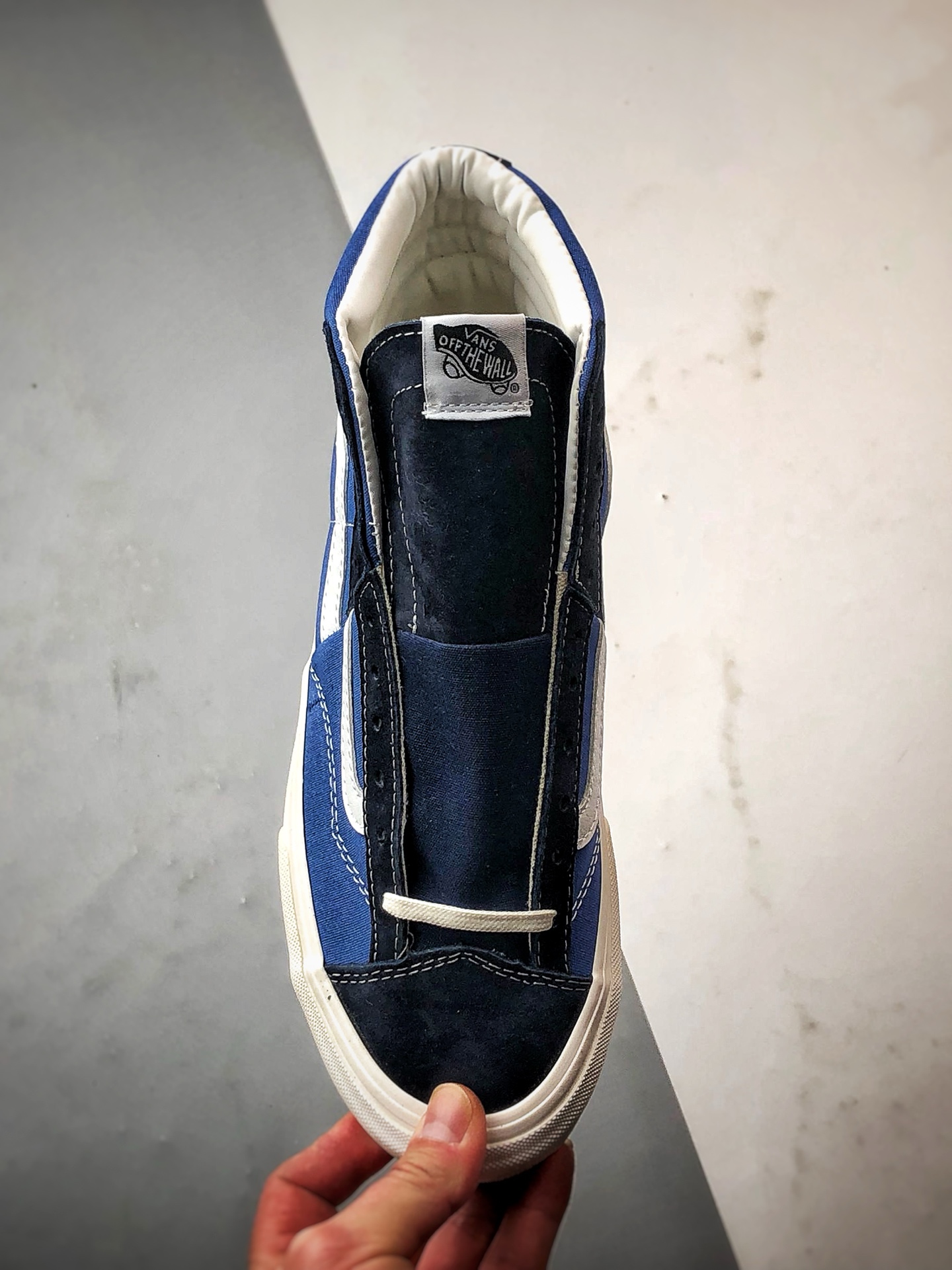 Vans Clash The Wall 海军蓝 万斯官方 经典解构高帮休闲帆布板鞋 VN000CNKBA2